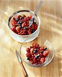 Placing the summer fruit in the dish