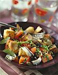 Italiian salad with garlic bread