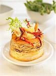 Cod,red pepper and potato tartlet