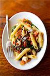 Penne, anchovy,pepper and basil fricassée