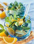 Corn lettuce,haddock and orange zest salad