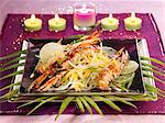 Caramélisées langoustines crevettes et papaye thaïlandais salade