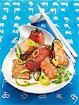 Marinated salmon with tomatoes