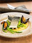 Cream of chickpeas,mussels and bass