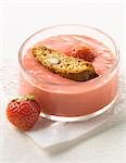Mascarpone and strawberry soup withan almond Croquant