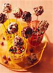 Puff rice and hazelnut lollipops