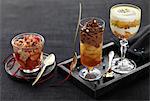 Strawberry crumble verrine,and two different fruit and cream desserts