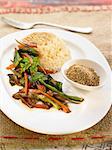 Brown rice with pan-fried vegetables