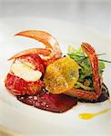 Homard avec betterave et d'orange confite