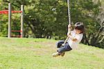 Boy Swinging On a Rope in Playground