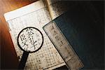 Magnifying glass and Analects of Confucius