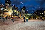 Australia, Victoria, Melbourne.  Federation Square by night.