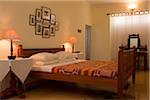 Indien, Chettinad. Eine einfache, heimelige Zimmer im wunderbaren Hotel 12-Zimmer Bangala (Chettinad für Bungalow).