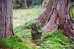 Asia, Japan. Kyoto, Sanzen in temple (986), stone statue of a monk praying