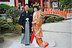 Asie, Japon. Kyoto, le sanctuaire Kamigamo Jinja, couple marié