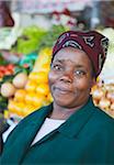 Fruit and vegetable vendor in municipal market, Maputo, Mozambique