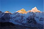 Asia, Nepal, Himalayas, Sagarmatha National Park, Solu Khumbu Everest Region, Unesco World Heritage, Mt Everest (8850m), Nuptse (7861m), sunset