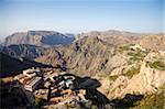 Oman, Al Jabal Al Akhdar. Modern village nestled in the mountains.