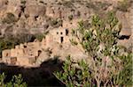 Oman, Wadi Bani Habib. An abandoned Sheraija Village perched amidst the Jabal Akhdar mountains.