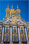 Russia, St Petersburg, Catherine Palace, Tsarskoe Selo.  The lavish imperial palace at Tsarskoe Selo was designed by Rastrelli in1752 for Tsarina Elizabeth.  She named it the Catherine Palace in honour of her mother.