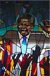 Stained glass window of Nelson Mandela, Regina Mundi Catholic Church (scene of Soweto uprising), Soweto, Johannesburg, Gauteng, South Africa