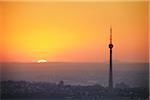 Vue de Sentech Tower au coucher du soleil, Johannesburg, Gauteng, Afrique du Sud