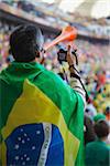 Brazilian football fan at World Cup match, Port Elizabeth, Eastern Cape, South Africa
