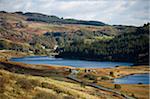 UK, North Wales, Snowdonia.  View east along Llyn Mymbr towards Plas y Brenin and Capel Curig.