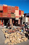 Morocco, Marrakech, souk, seller of carpets and souvenirs