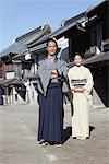 Japanese Couple in Traditional Samurai Wear