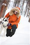 Frau mit Hund, Frisco, Summit County, Colorado, USA