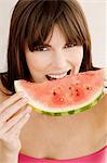 Frau Wassermelone Essen