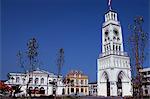 Torre Reloj, a tall white clocktower in the central square, Plaza Prat, has been adopted as Iquiques symbol. At the far side of the square is the gleaming white Teatro Municipal, built in 1890 as an opera house.