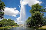 England, Dorset, Thorncombe.Forde Abbey forms part of the boundary between Dorset and Somerset.The Centenary Fountain in the Mermaid Pond is highest powered fountain in England and can be seen from three counties.