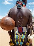 A beautifully decorated leather skirt of a Hamar woman.The Hamar are semi nomadic pastoralists of Southwest Ethiopia who live in harsh country around the Hamar Mountains of Southwest Ethiopia.Their whole way of life is based on the needs of their livestock.