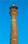 Masjed e Jame minaret and bazaar, Semnan, Semnan Province, Iran. Seljuk period, first half of 11th century.The Masjed e Jame  is in the heart of the bazaar, further evidence of the way in which, for people of the Silk Road, faith and commerce were frequently intertwined.