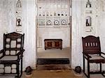 A fine example of the interior of a traditional Swahili house in Lamu Town.The extraordinary skill of the local craftsmen is an important legacy of Afro Arab architecture in the Swahili style.