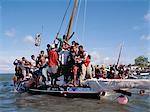 As a part of Maulidi, Lamu Islands celebrations to mark the birthday of the Prophet Mohamed, a keenly fought boat race is held. Maulidi is a joyous event in Lamu and attracts pilgrims from all over East Africa and sometimes farther afield.