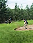 A man playing golf in Dalarnan Sweden.