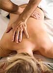 A scandinavian woman getting massage, Mallorca.