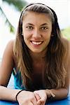 A Scandinavian teenage girl smiling, Thailand.