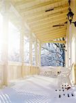 A veranda on a manor house in the winter, Sweden.