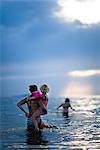 Children bathing in the sea, Sweden.