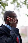 A businessman using a cellphone, Stockholm, Sweden.