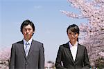 Businesspeople in Front of Cherry blossoms