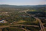 Aerial view of the city of Fairbanks and the Johansen Expressway, Interior Alaska, Summer