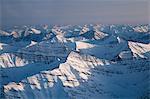 Morning aerial view of the Brooks Range in Gates of the Arctic National Park & Preserve, Arctic Alaska, Winter