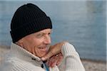 Close-Up of Man Wearing Cap at Beach