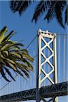 Bay Bridge with Palm Trees, Embarcadero, San Francisco, California, USA