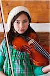 Portrait de jeune fille avec violon